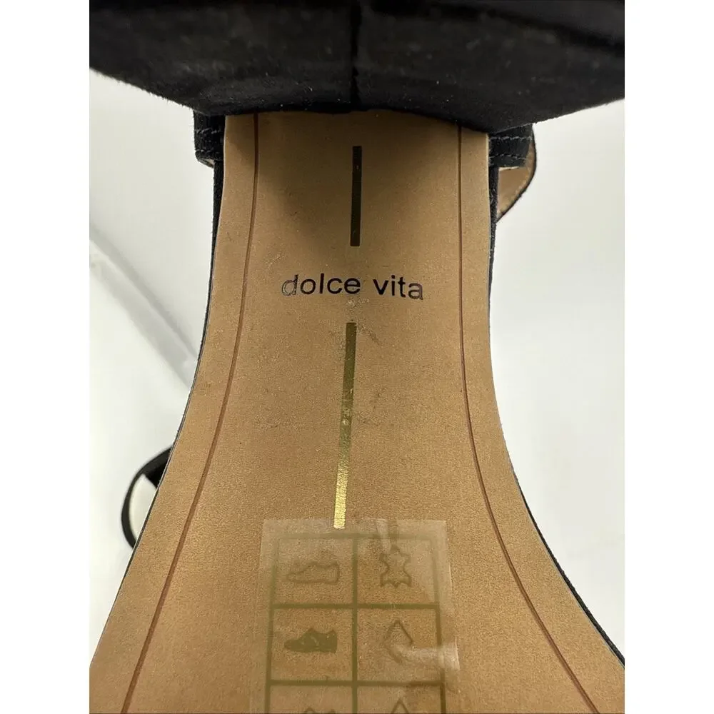 Dolce Vita Women's Calissa Black Suede Flat‎ Wedge Sandals Size 10 NWB